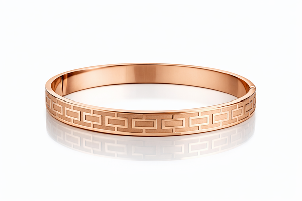 Geometric Link Rose Gold Kada Bracelet for Men