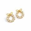 Golden Bow & Pearl Wreath Studs