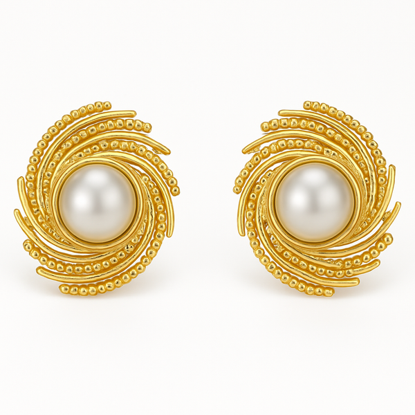 Pearl Swirl Stud Earrings