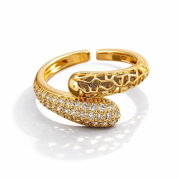 Cutout Pave Crystals Bypass Ring
