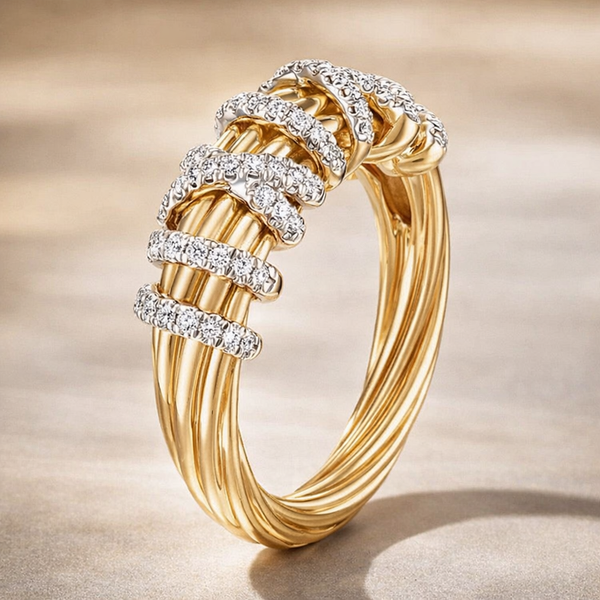 Braided Pavé Ring – 18K Gold Plated Sculptural Ring