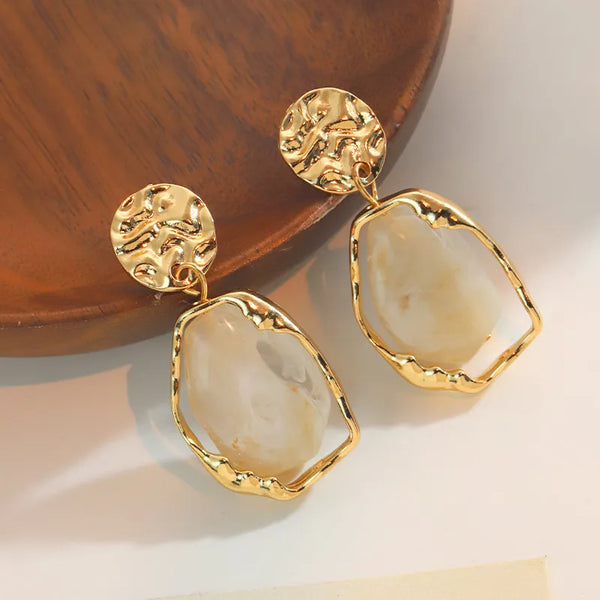 Resin Hammered Drop Earrings