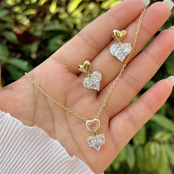 Crystal Heart Jewellery Set