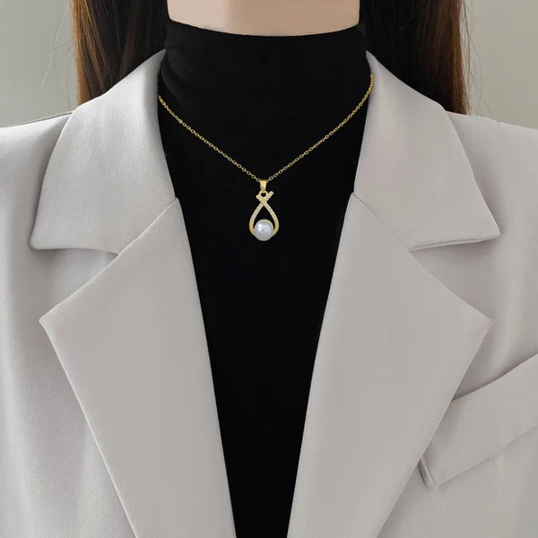 Infinity Pearl Drop Jewellery Set