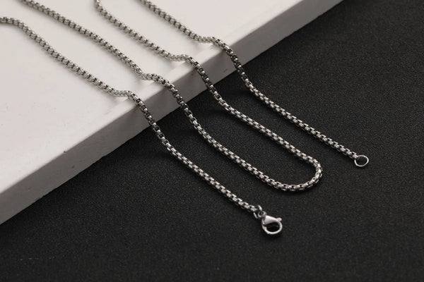 Essentials Stainless Steel Box Chain Necklace – Unisex Minimalist Venetian Chain