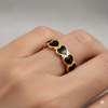 Black Enamel Heart Eternity Ring