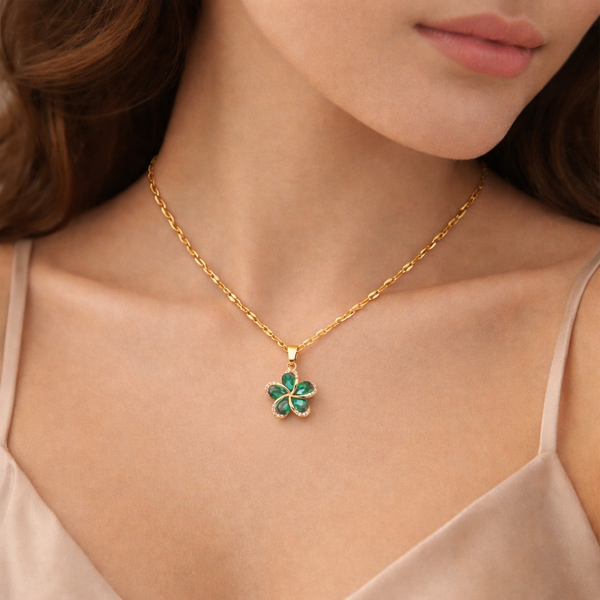 Green Crystal Floral Necklace