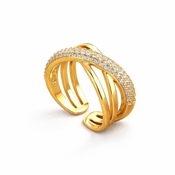 Crystal-Studded Open Cuff Ring