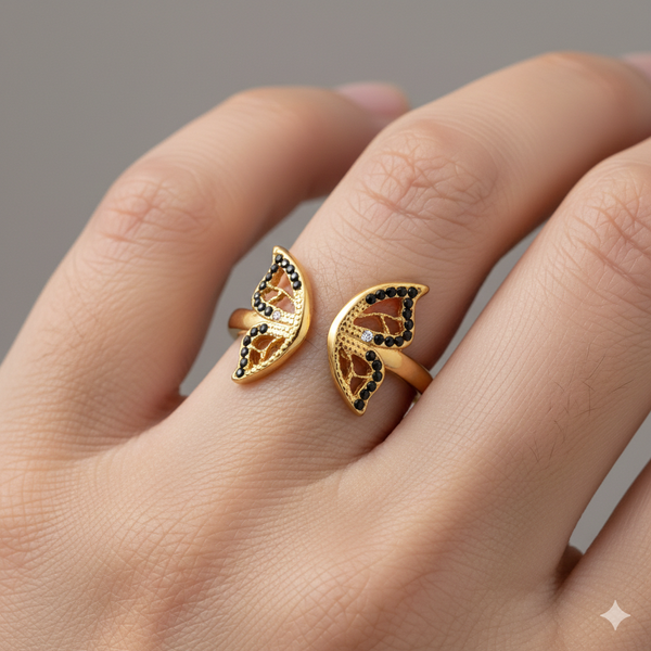 18K Gold Plated Filigree Butterfly Ring