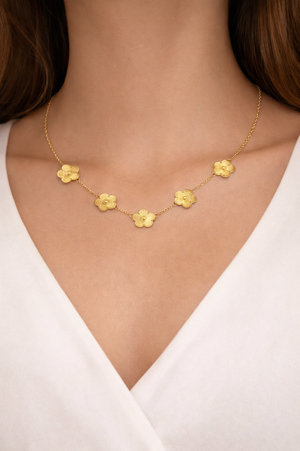 Five Floral Charms Necklace