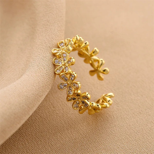 Gold Plated Open Flower Ring