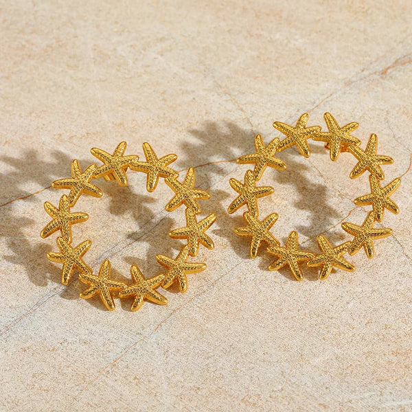 Golden Starfish Hoop Earrings