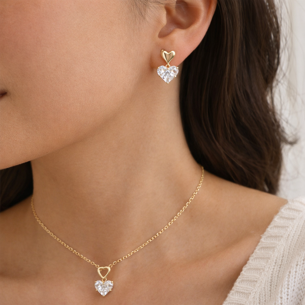 Crystal Heart Jewellery Set