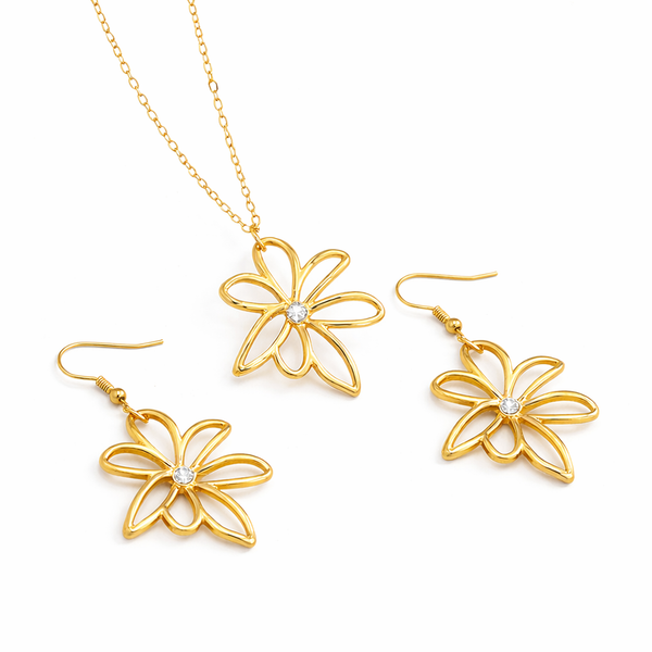 Golden Wildflower Crystal Jewellery Set