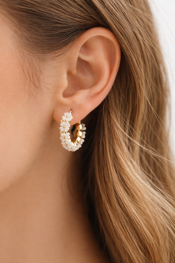 Petal Floral Hoops Earrings