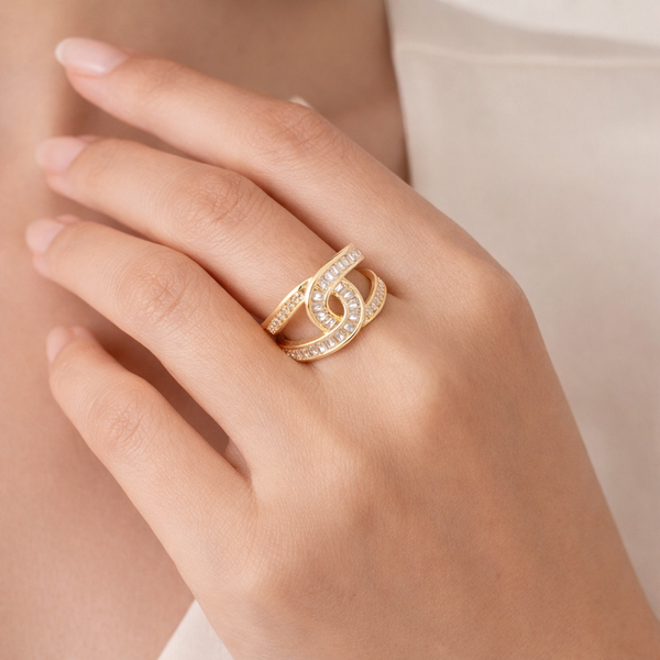 Intertwined Crystal Statement Ring