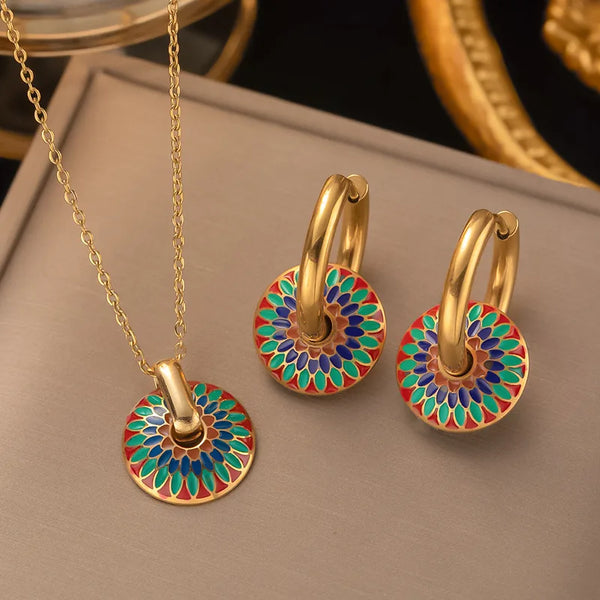 Mosaic Enamel Jewellery Set