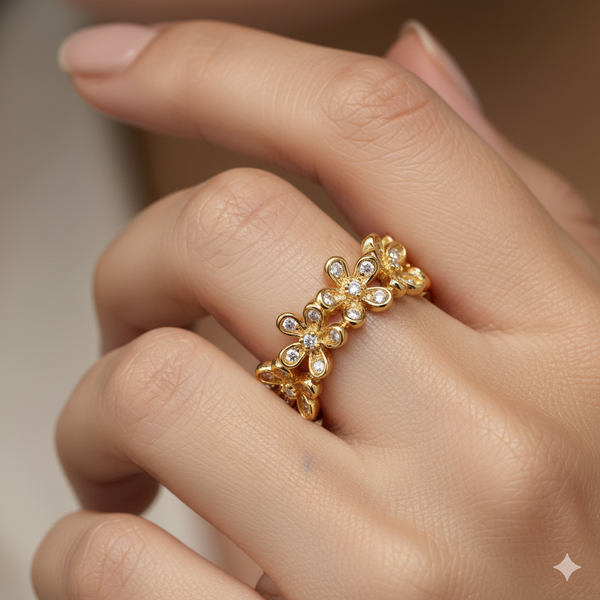 Gold Plated Open Flower Ring