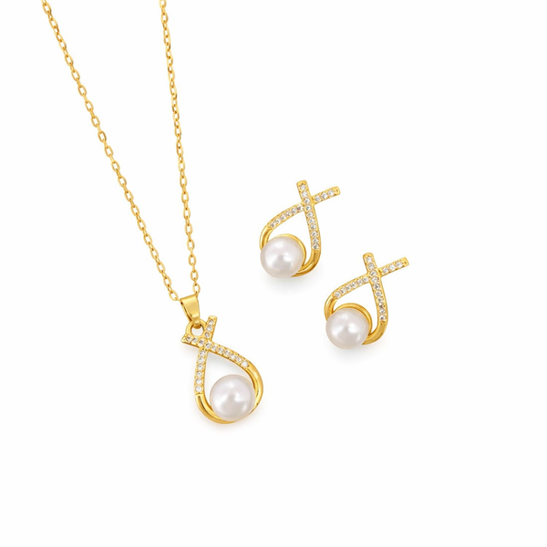 Infinity Pearl Drop Jewellery Set