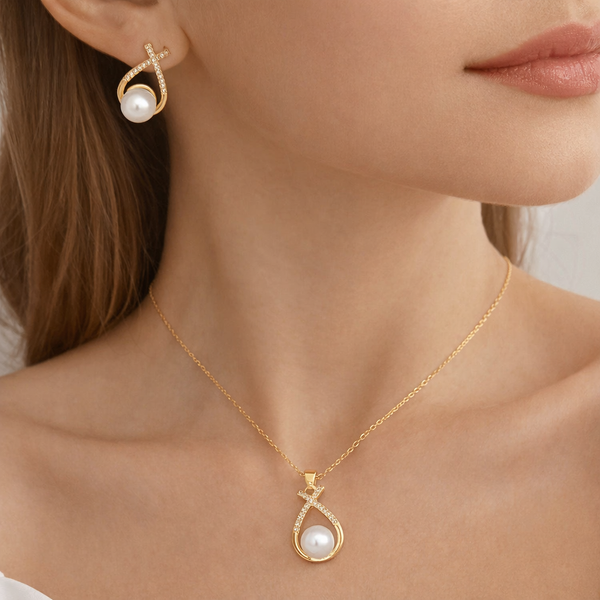 Infinity Pearl Drop Jewellery Set
